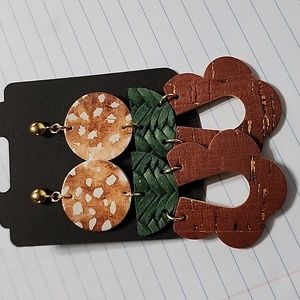 Handmade Cork Back Leather Earrings